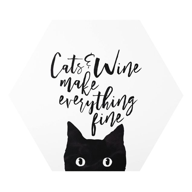 Tableau citation Cats And Wine make Everything Fine - Chats et vin