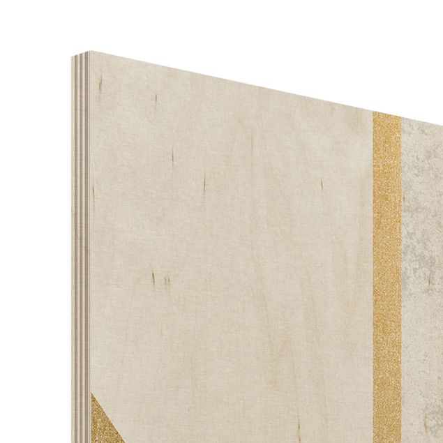 Impression sur bois - Art Deco Geometry White Gold