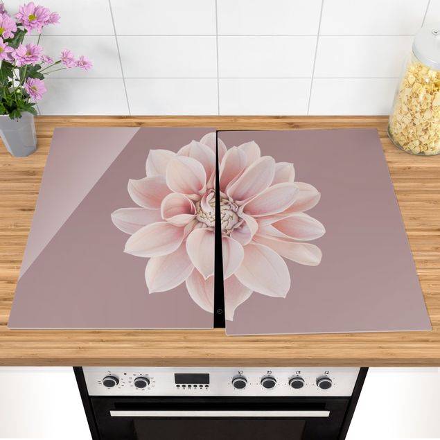 Cache plaques de cuisson fleurs Fleur Dahlia Lavande Blanc Rose