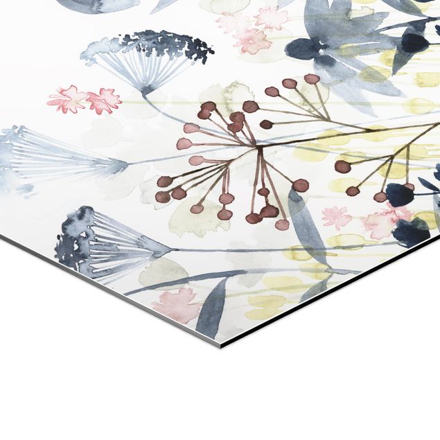 Hexagone en alu Dibond - Wildflower Watercolour I