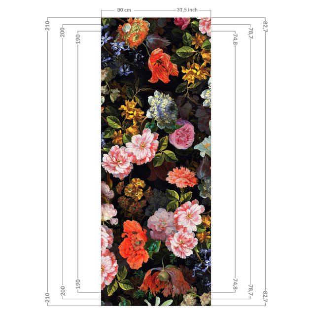 Revêtement mural de douche - Dark Flower Bouquet
