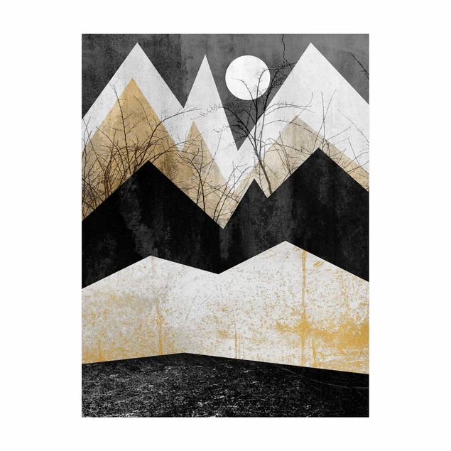 tapis abstrait Branches de montagnes dorées