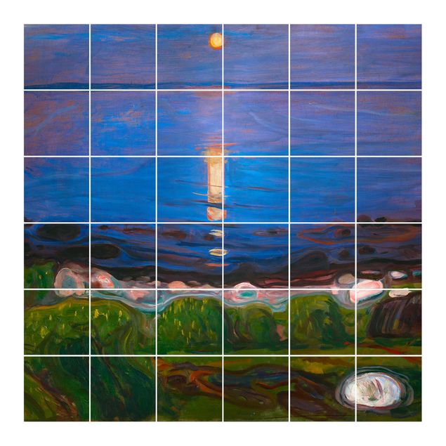 Sticker pour carrelage avec image - Edvard Munch - Summer Night By The Beach