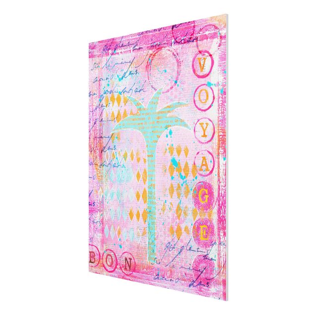 Tableaux moderne Collage coloré - Bon voyage avec palmier