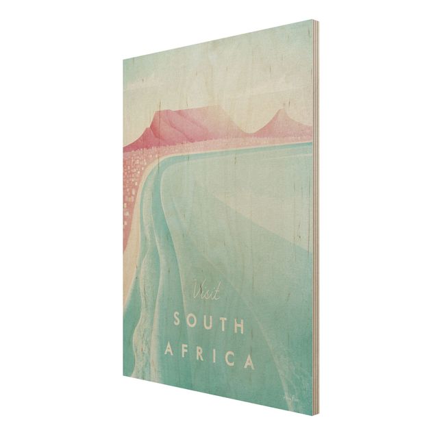 Tableaux en bois avec plage & mer Poster de voyage - Afrique du Sud