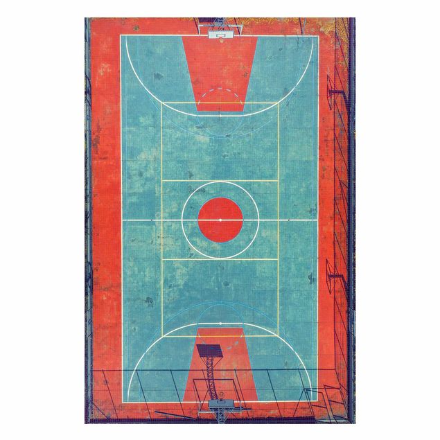 Tableaux modernes Vue du dessus d'un terrain de basket-ball