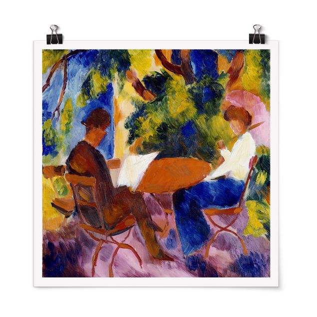 Tableau expressionniste August Macke - Couple à la table du jardin