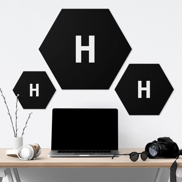 Hexagone en alu Dibond - Letter Black H