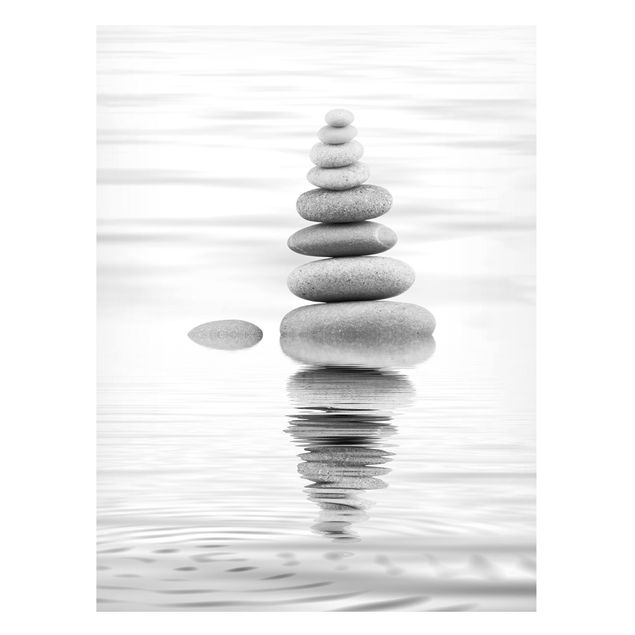 Tableaux magnétiques effet pierre Tour de pierre dans l'eau noir et blanc