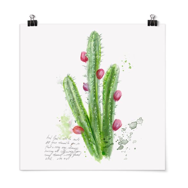 Tableaux fleurs Cactus avec verset biblique II