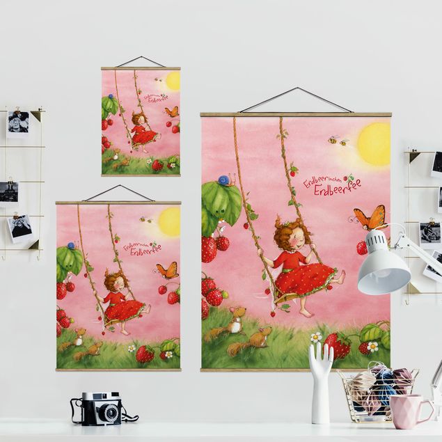 Tableau avec tissu The Strawberry Fairy - La balançoire dans l'arbre