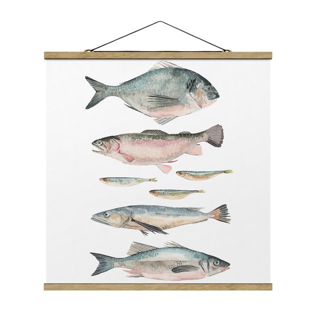 Tableau animaux Sept poissons à l'aquarelle II