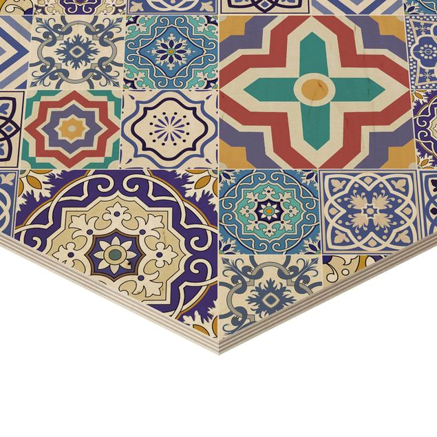 Hexagone en bois - Backsplash - Elaborate Portoguese Tiles