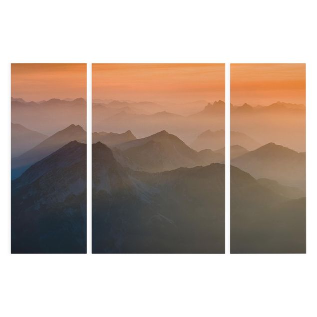 Toile coucher de soleil Vue de la montagne Zugspitze
