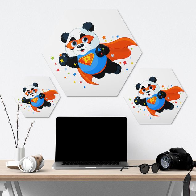 Hexagone en alu Dibond - Super Panda