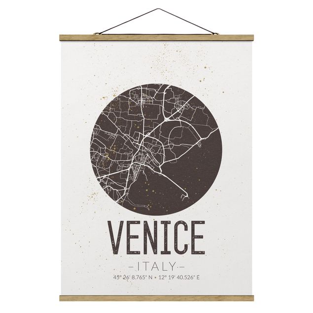 Tableau carte du monde Plan de la ville de Venise - Rétro