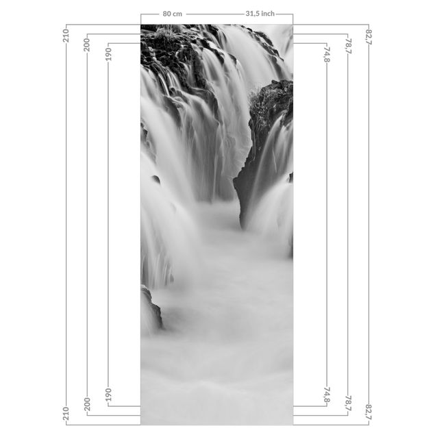 Revêtement mural de douche - Brúarfoss Waterfall In Iceland Black And White