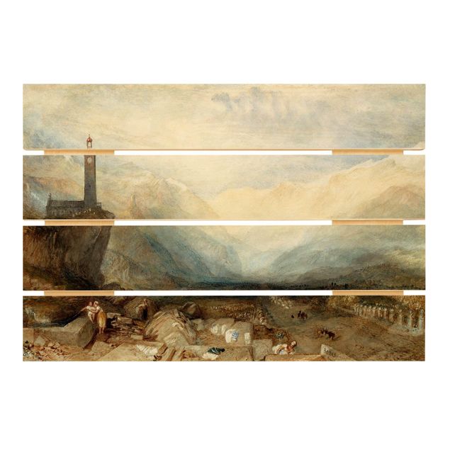Tableaux en bois avec paysage William Turner - Le col de Splugen