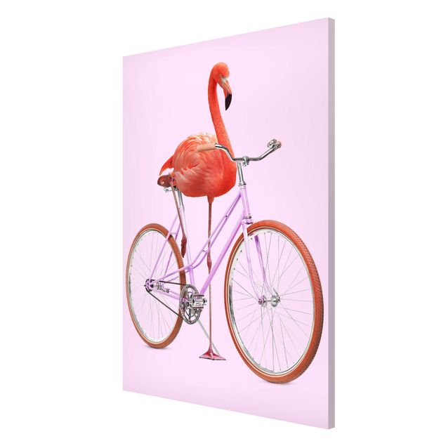 Tableau animaux Flamant avec bicyclette