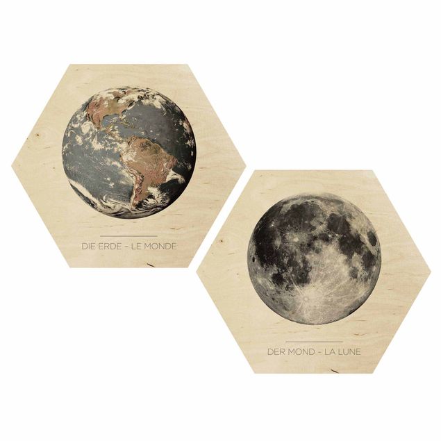 Tableaux bois Moon And Earth