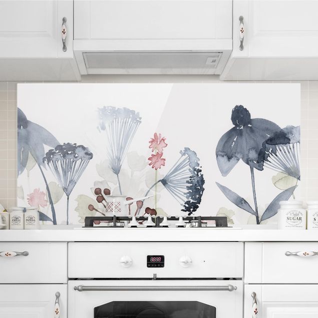 Déco mur cuisine Aquarelle fleurs sauvages I