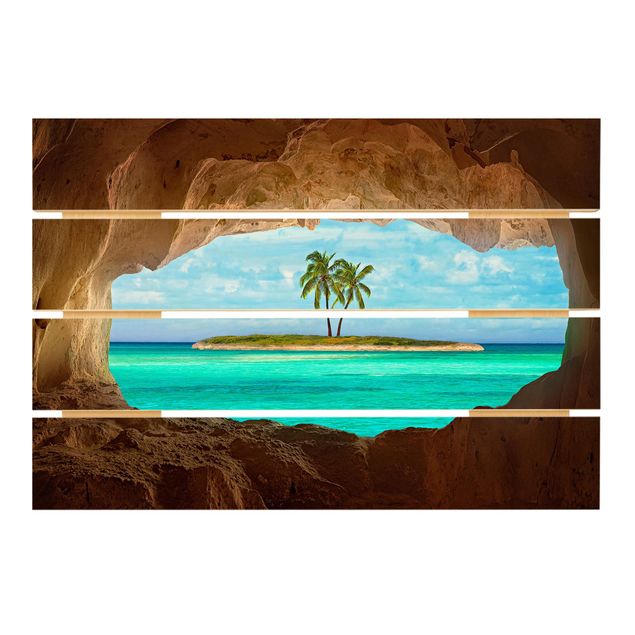 Tableaux en bois avec plage & mer Vue du Paradis