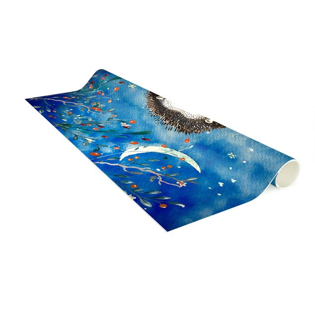 tapis modernes Aquarelle - Hérisson au clair de lune
