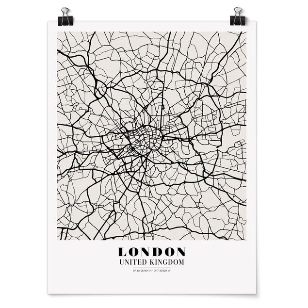 Tableau carte du monde Plan de ville de Londres - Classique