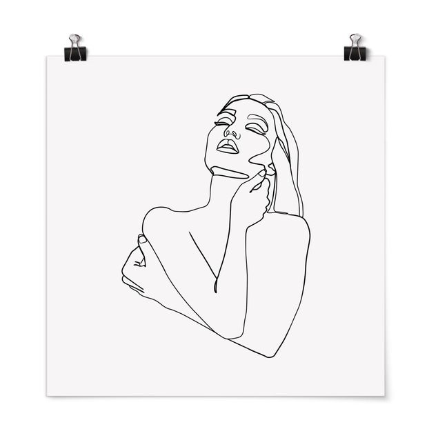 Tableaux modernes Line Art Femme Torse Noir Et Blanc