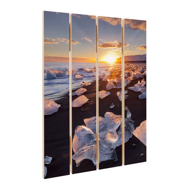 Tableaux Morceaux de glace sur la plage en Islande