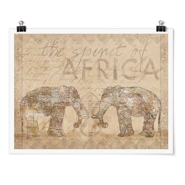 Tableau animaux Collage Vintage - Esprit d'Afrique