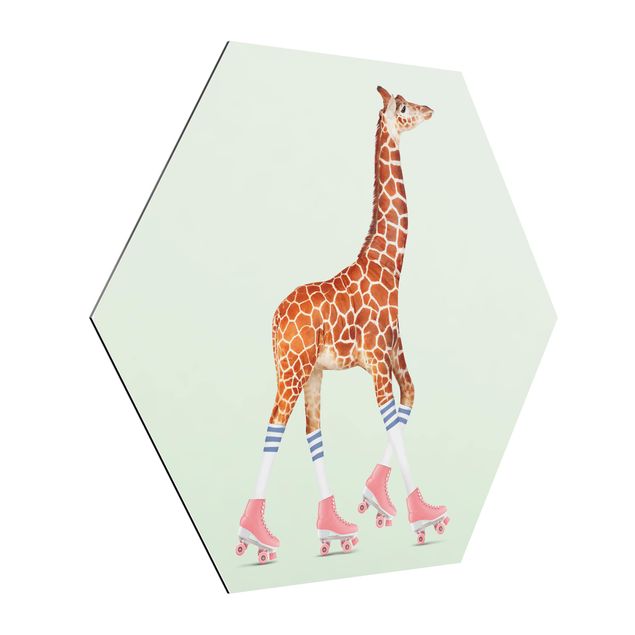 Tableaux moderne Girafe avec des patins à roulettes