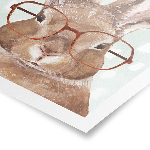 Tableau marron moderne Animaux avec lunettes - Lapin