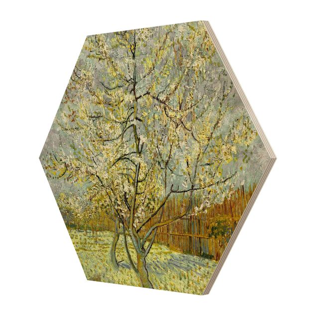 Tableaux en bois avec paysage Vincent van Gogh - Pêcher en fleur