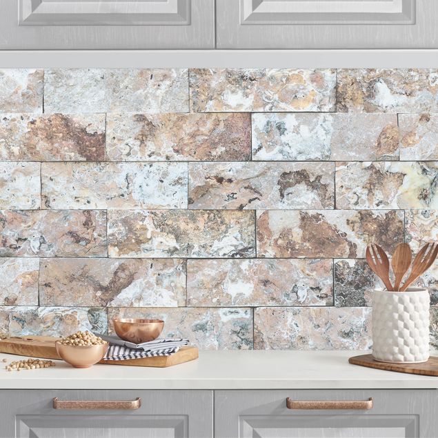 Déco murale cuisine Mur de pierre naturelle en marbre