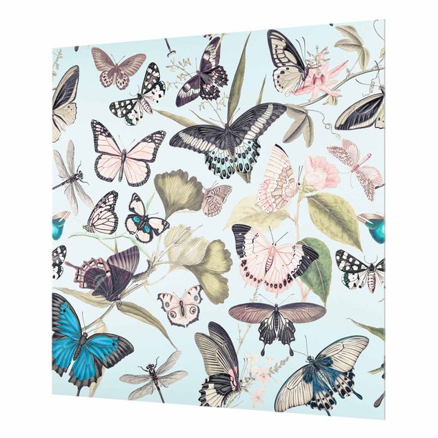 Fonds de hotte - Vintage Collage - Butterflies And Dragonflies