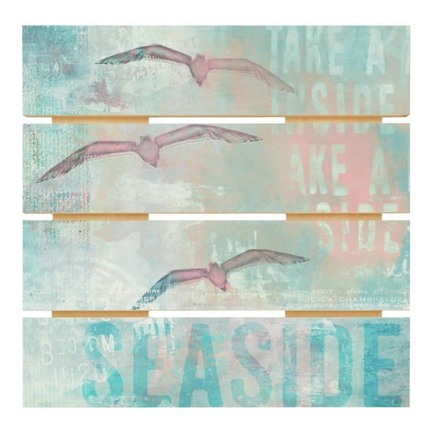 Tableaux muraux Collage Shabby Chic - Mouettes