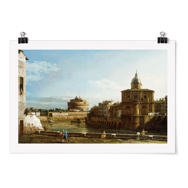 Tableau expressionnisme Bernardo Bellotto - Vue de Rome sur les rives du Tibre