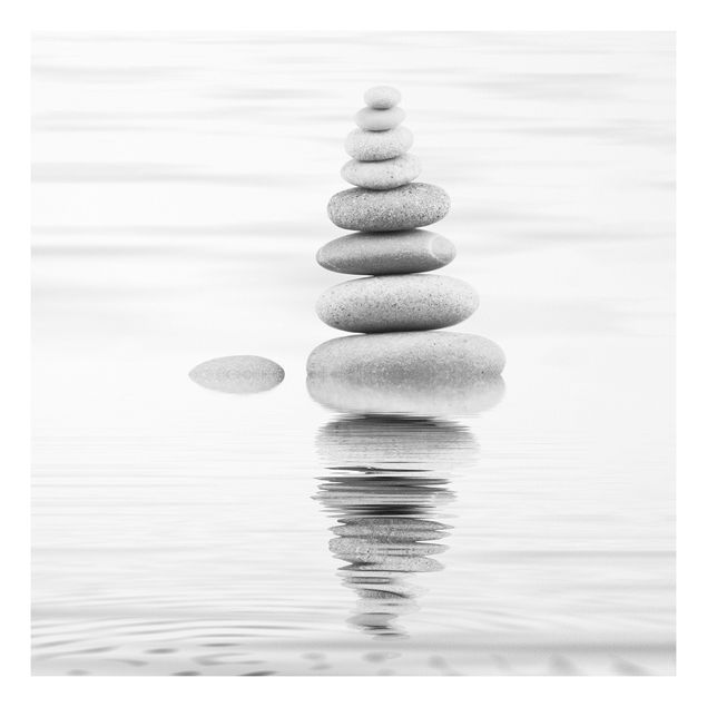 Tableaux modernes Tour de pierre dans l'eau noir et blanc