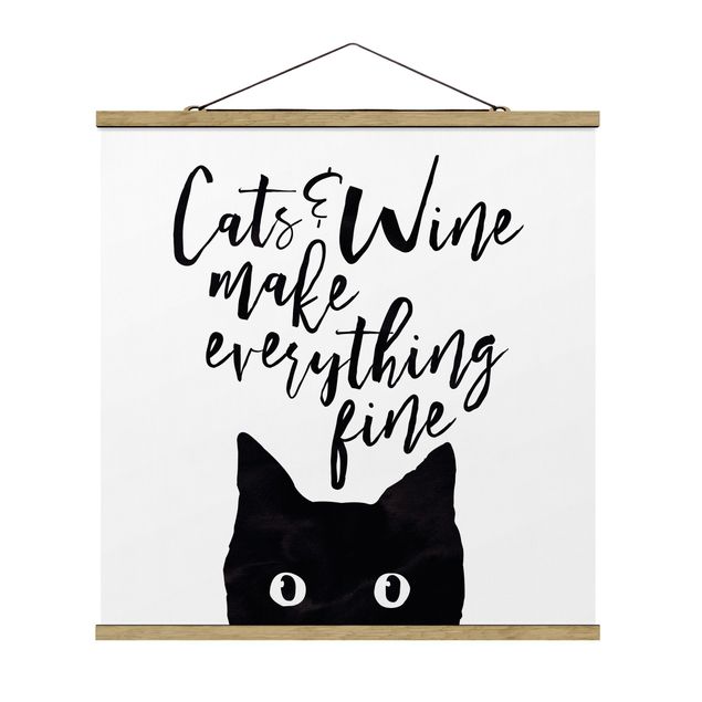 Tableaux animaux Cats And Wine make Everything Fine - Chats et vin