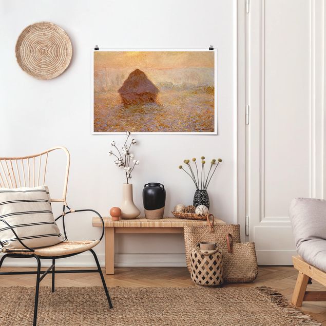 Toile impressionniste Claude Monet - La meule de foin dans la brume