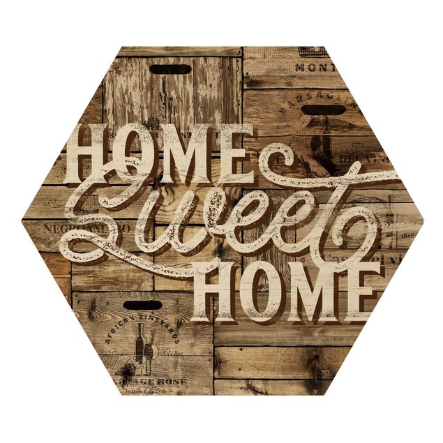 Hexagone en bois - Home sweet Home Wooden Panel