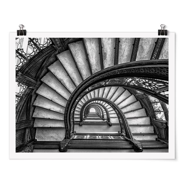 Posters en noir et blanc Escalier de Chicago