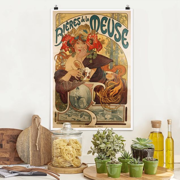 Déco mur cuisine Alfons Mucha - Affiche pour la bière La Meuse