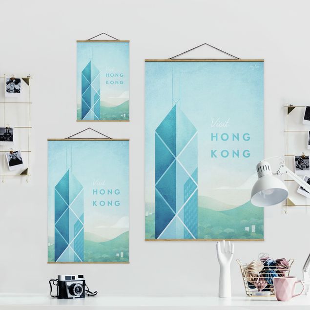 Tableau deco bleu Poster de voyage - Hong Kong