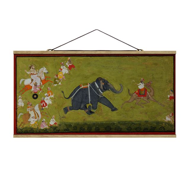 Décoration artistique Maharaja Jagat Singh poursuit un éléphant en fuite