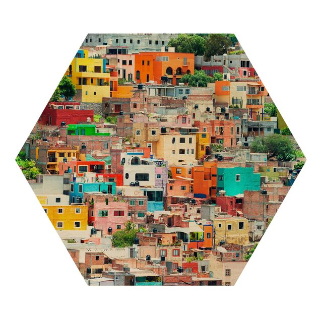 Hexagone en bois - Coloured Houses Front Guanajuato