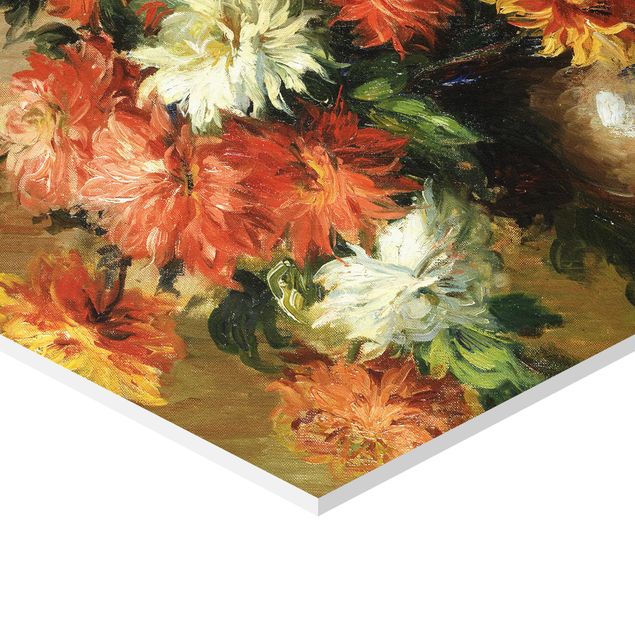 Tableau rouge Auguste Renoir - Nature morte avec des dahlias