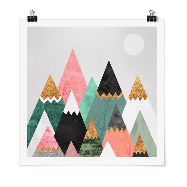 Tableau montagnes Montagnes triangulaires avec pointes dorées