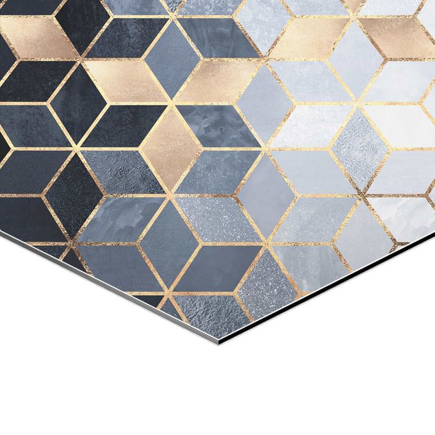 Tableaux de Elisabeth Fredriksson Lot d'hexagones bleu blanc doré